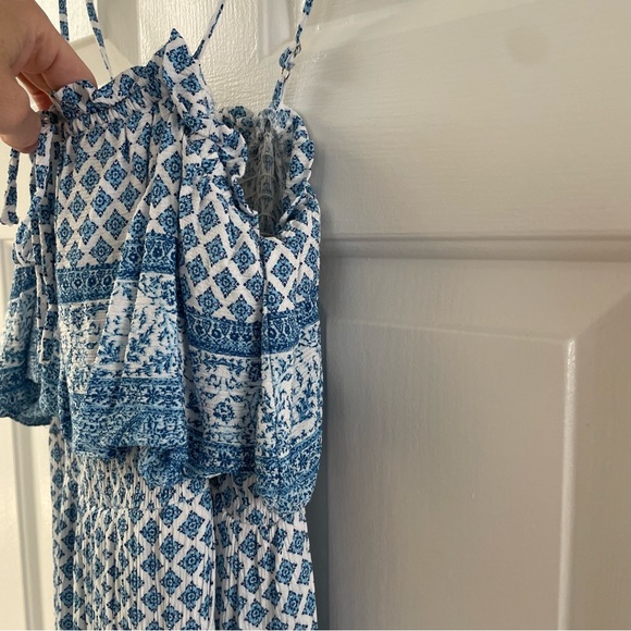 Lulus Blue Patterned Ruffle Maxi Dress - Picture 9 of 9